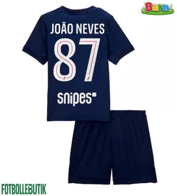 Paris Saint-Germain Joao Neves #87 Hemmaställ Barn 2025-26 Kortärmad (+ Korta byxor)